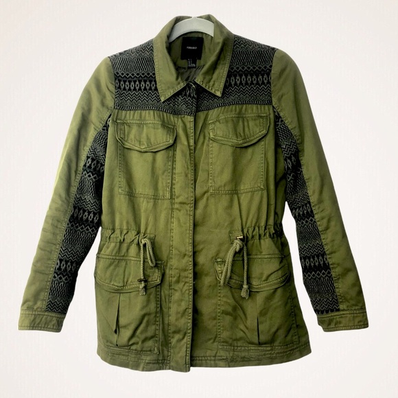 Forever 21 Utility Army Cotton and Wool Green Jacket Size S - Picture 1 of 15